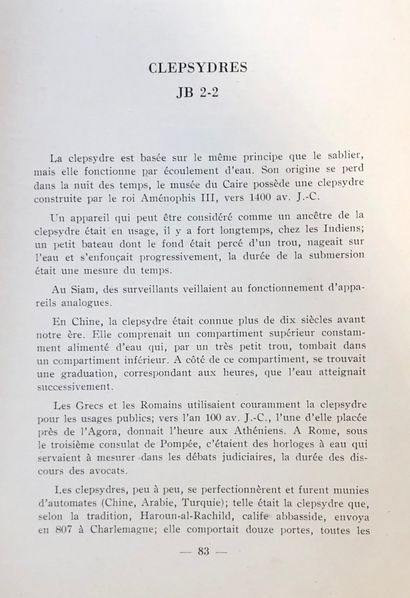 null CNAM, Catalogue du Musée Section JB Horlogerie, Paris 1949. P/broché, pp 330...