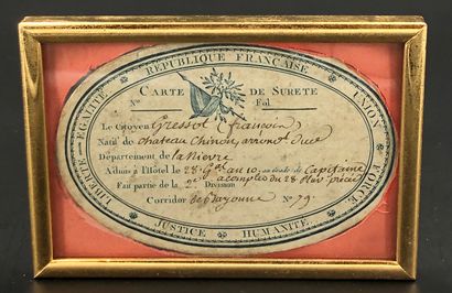 null CARTE DE SURETÉ DE L’HÔTEL NATIONAL DES MILITAIRES INALIDES EN DATE DU 16 MESSIDOR...