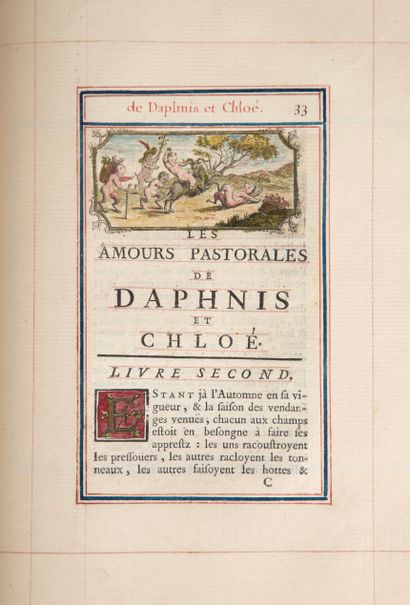 null [Reliure aux armes]. LONGUS. Les amours pastorales de Daphnis et Chloé. [Paris,...