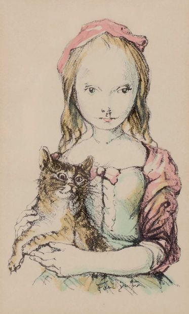 null Tsuguharu FOUJITA (1886-1968)

Girl with a cat.

Lithograph in colors on vellum,...