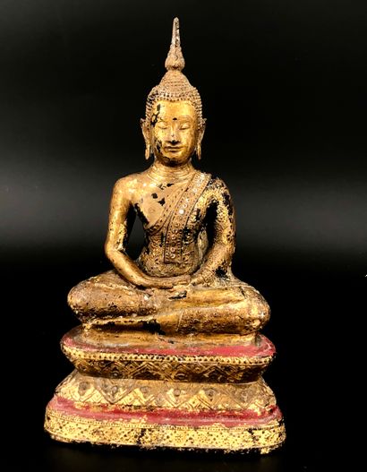 Siam, XIXe siècle,

Bouddha en bronze doré.

H....