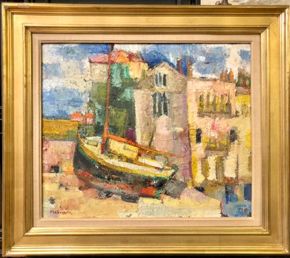 null Jean-Jacques MORVAN (1928-2005)
Calvi , 1956
Huile sur panneau (entoilé?) cartonné,...