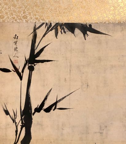 null Kakemono à l’encre sur papier, représentant une tige de bambou. 
Japon, période...