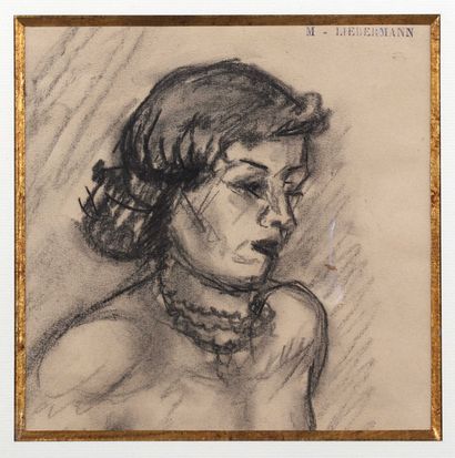null Attribué à Max LIEBERMANN (1847-1935)
Portrait de femme en buste
Crayon et crayon...