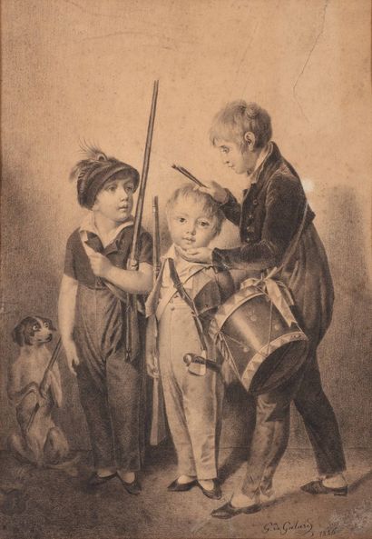 null Gustave de GALARD (1779-1841)
Troupe d'enfants
Dessin à la mine de plomb
Signé...