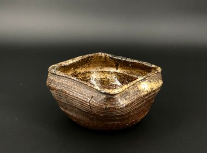 null Mizusashi or Kensui type vessel, for the tea ceremony, with a rounded wall and...