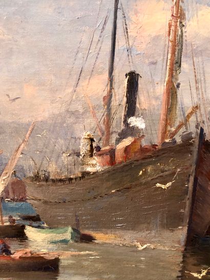 null Octave GALLIAN (1855-v. 1905)
Toulon, le port
Huile sur toile, signée en bas...