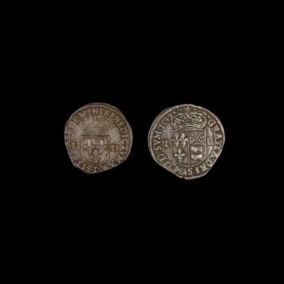 null –IDEM-. Lot de 2 quarts d’écu : du 2ème type (Bayonne 1599) et du Béarn (Morlaas,...