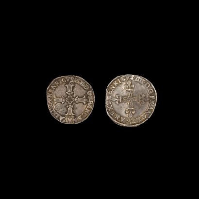 null –IDEM-. Lot de 2 quarts d’écu : du 2ème type (Bayonne 1599) et du Béarn (Morlaas,...