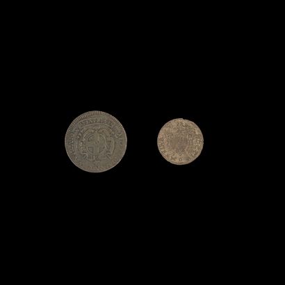 null -IDEM- Lot de 2 monnaies pour Modène : solde et demi-livre de 1704. Les 2 rares,...
