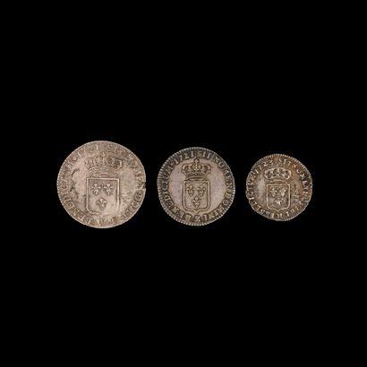 null –IDEM-. Lot de 3 monnaies au type précédent : tiers d’écu (réformé, 1721 Lille),...