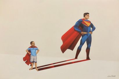 Jason RATLIF 
Superman 
Toile imprimée signée...