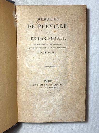 null Ourry Mémoires de Préville et de Dazincourt. Édité à Paris chez Baudoin Frères...