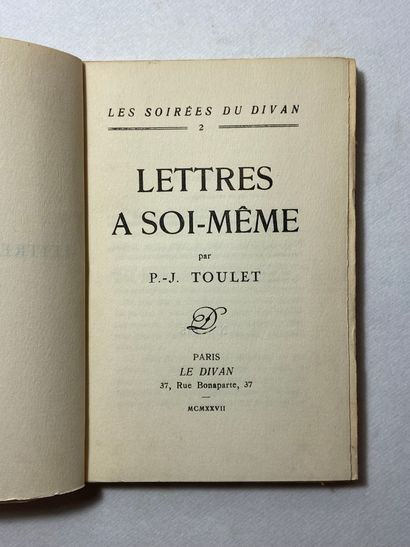 null Toulet, P.-J. Lettres à soi-même. Édité à Paris chez Le Divan en 1927. In-8...