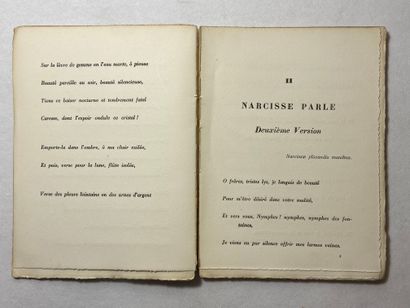 null Valéry, Paul Études pour Narcisse. Édité à Paris aux Éditions des cahiers libres...