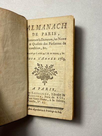 null ANONYME Almanach de Paris. Édité à Paris chez Lesclapart en 1784. In-16 plein-veau,...