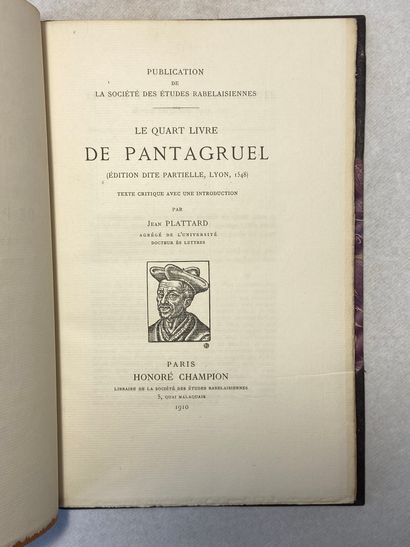 null Plattard Le quart livre de Pantagruel. Édité à Paris chez Honoré Champion en...