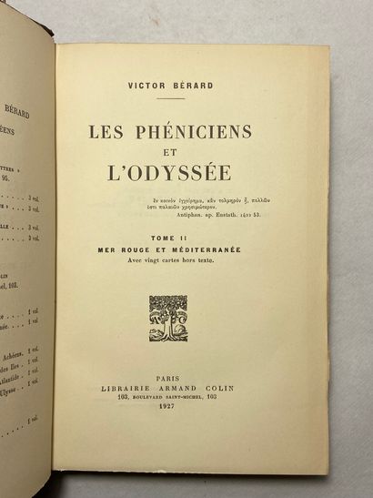 null Bérard, Victor Les phéniciens de l'Odyssée. Édité à Paris à la librairie Armand...