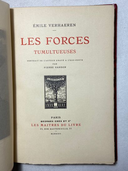 null Verhaeren, Émile Les forces tumultueuses. Édité à Paris aux Éditions G. Crès...