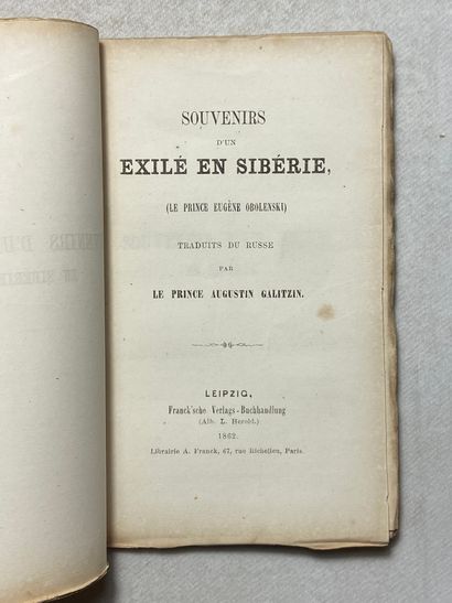 null Galitzin, Augustin Souvenirs d'un exilé en Sibérie, (Le Prince Eugène Obolenski)....