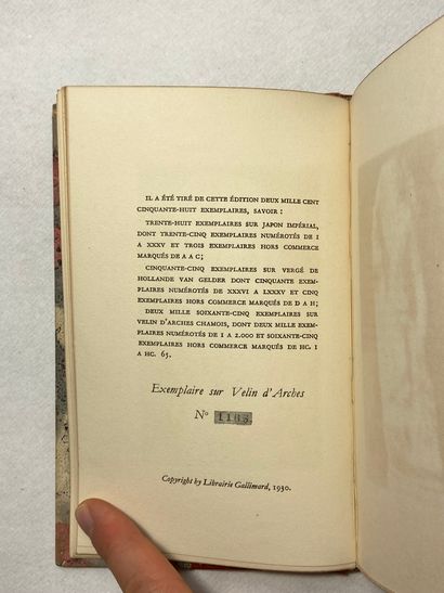 null De Pourtalès, Guy Florentines. Édité à Paris chez Gallimard en 1930. In-12 demi-maroquin,...