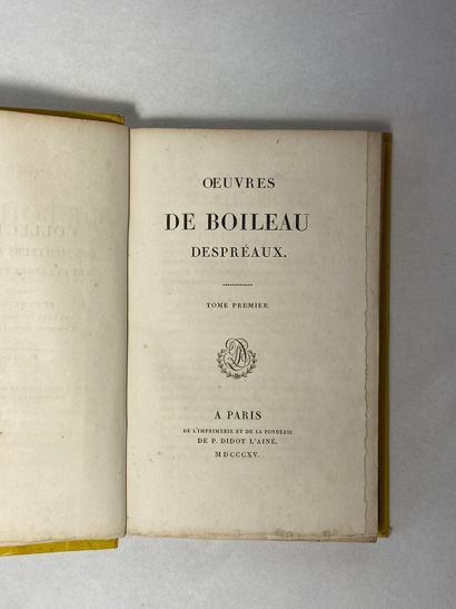 null Boileau, Nicolas, Despréaux Œuvres de Boileau. Édité à Paris à l'imprimerie...