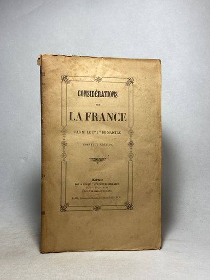 null Maistre Considérations sur la France. Édité à Lyon chez Louis Lesne en 1850....