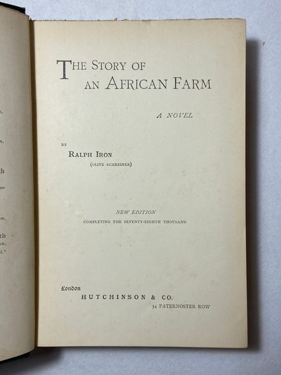 null Iron, Ralph, Schreiner, Olive The story of an African farm. Édité à Londres...