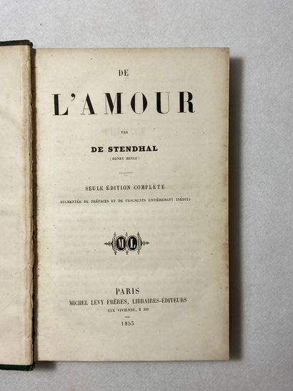 null De Stendhal De l'amour. Édité à Paris chez Michel Lévy Frères en 1853. In-12...
