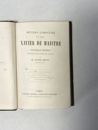 null Sainte-Beuve Œuvres complètes du comte Xavier de Maistre. Édité à Paris chez...