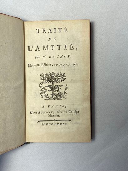 null De Sacy Traité de l'amitié. Édité à Paris chez Aumont en 1774. In-12, plein...