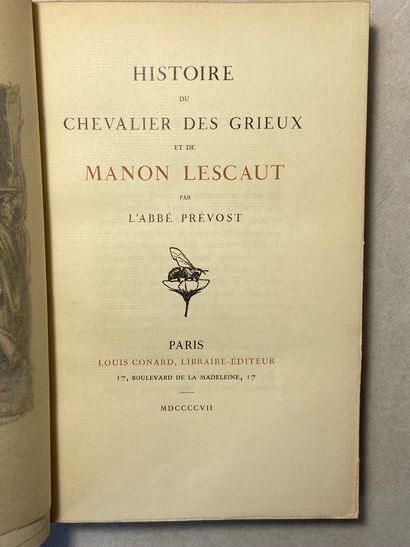 null Prévost Histoire du chevalier des Grieux et de Manon Lescault. Édité à Paris...