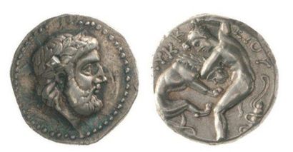 GRÈCE Péonie, Lycceios (356-335). Tétradrachme à la tête de Zeus et à l'Hercule combattant...