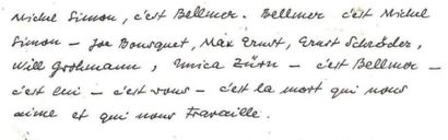 Hans BELLMER (1902-1975) Lettre autographe signée à Christian d'Orgeix et texte de...