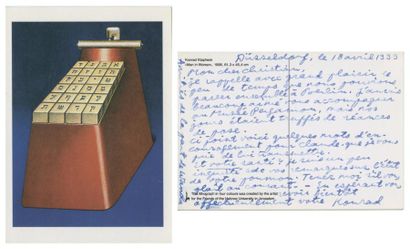 Konrad KLAPHECK (1935) Deux cartes postales autographes signées à Christian d'Orgeix,...
