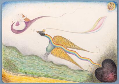 Friedrich SCHROEDER-SONNENSTERN (1892-1982) Dessin au crayon et crayons de couleurs....
