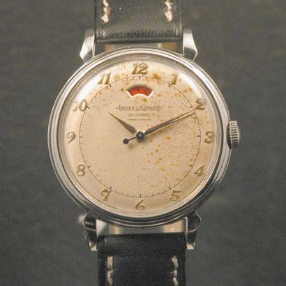 JAEGER LECOULTRE Réserve de marche vers 1940 Belle montre-bracelet en acier, boîtier...