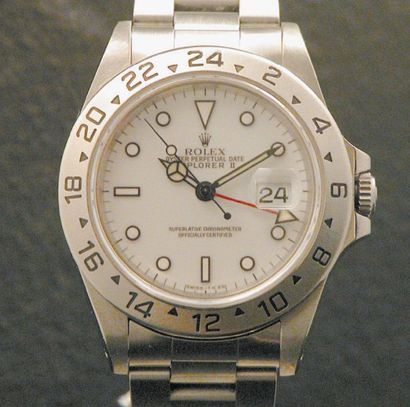 ROLEX EXPLORER II Référence : 16750 vers 1996 Belle montre-bracelet en acier, boîtier...