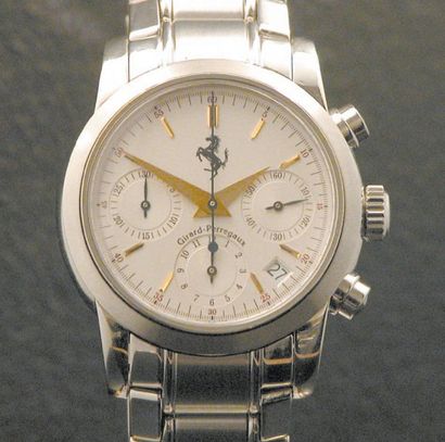 GIRARD PERREGAUX pour FERRARI Vers 2005 Beau chronographe-bracelet en acier, boîtier...