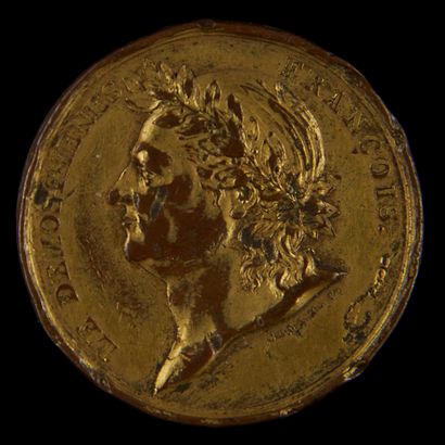 null LOUIS XVI (1774-1793).
Essai de Galle signé, en bronze doré, au buste
de Mirabeau...