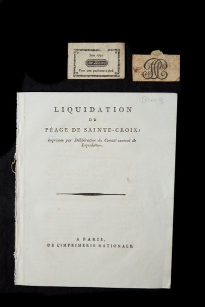 null PÉAGES.
Brochure de 8 p. n.d. (1791), à Paris, de l’Imprimerie Nationale : «...