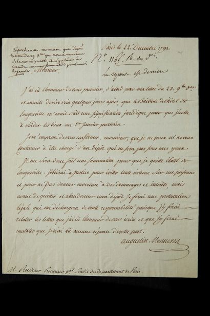 null MONNERON.
Lettre d’Augustin Monneron au procureur
général Syndic du département...