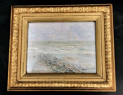 null Marie-Antoinette MARCOTTE (1869 - 1929) 
Paysage de bord de mer, étude 
Huile...