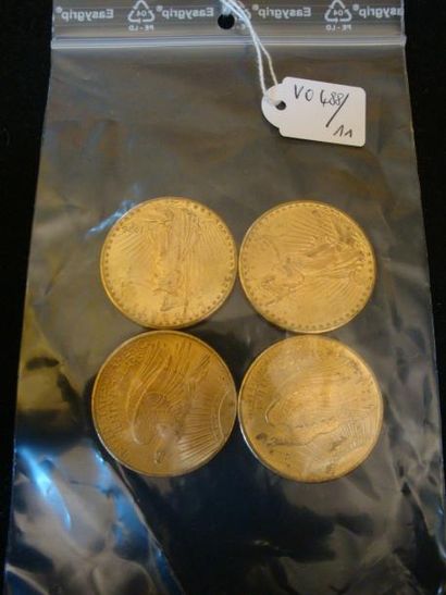 null Lot de 4 pièces OR 20 DOLLARS US (1924,1926 et 1928)