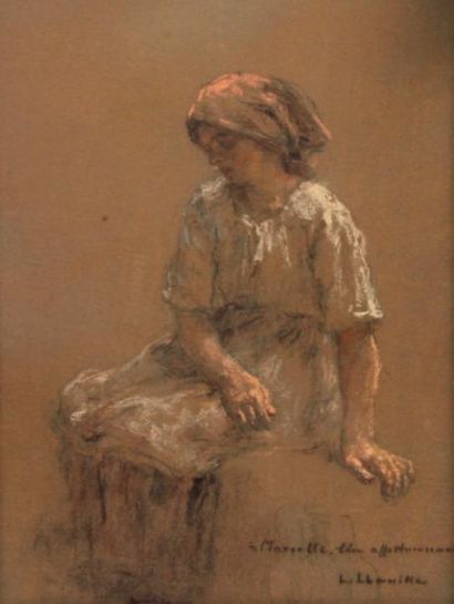 Léon LHERMITTE (1844-1925) Femme au repos, circa 1924 Pastel sur papier grège, signé...