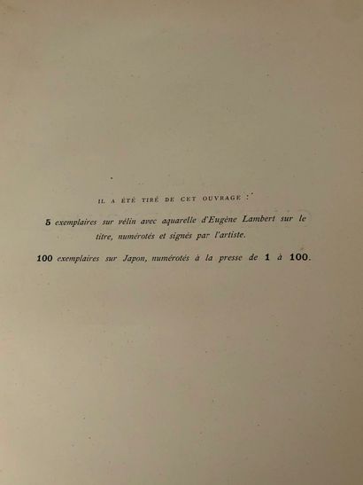 null G. DE CHERVILLE 
Les chiens et les chats d'Eugène LAMBERT avec une lettre préface...
