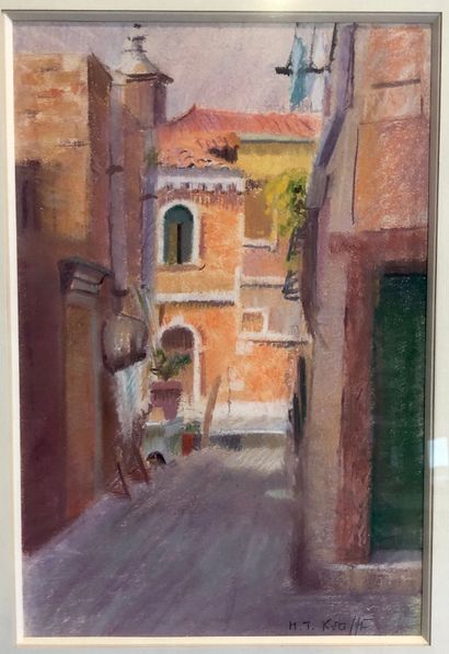 null M.T. KRAFFT (1952-1995)
La ruelle, Italie?
Pastel signé en bas à droite
34x23...