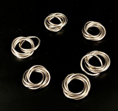 null METAL ARGENTE 
Ensemble de 6 ronds de serviettes constitués de 6 anneaux entrelacés...