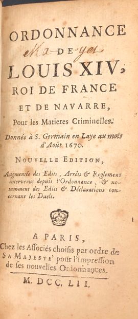 null DROIT
Ordonnance de Louis XIV, Roi de France et de Navarre pour les matières...