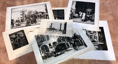 null Henri FARGE (1884 - 1970) 
Vues de Venise et divers 
Un ensemble de 7 gravures...